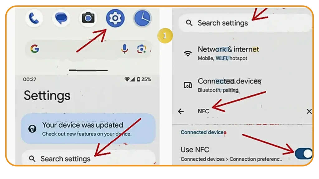 تمكين NFC من إعدادات الهاتف للتحقق من الهوية